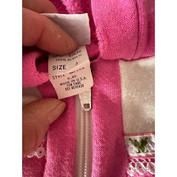 Royal Heir zip up hooded sweatshirt jacket pink white girls eyelet vintage 3T - Picture 5 of 7